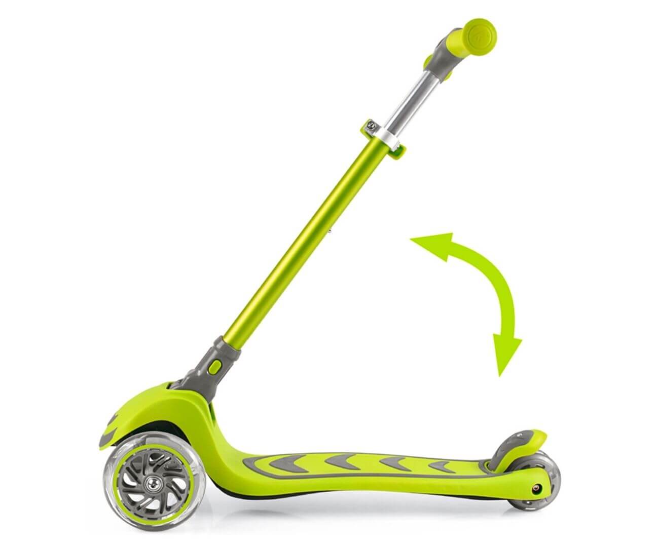 Sulankstomas Vaikiškas Triratis Paspirtukas Su LED ratais, Žalias Iki 50 Kg Paspirtukai