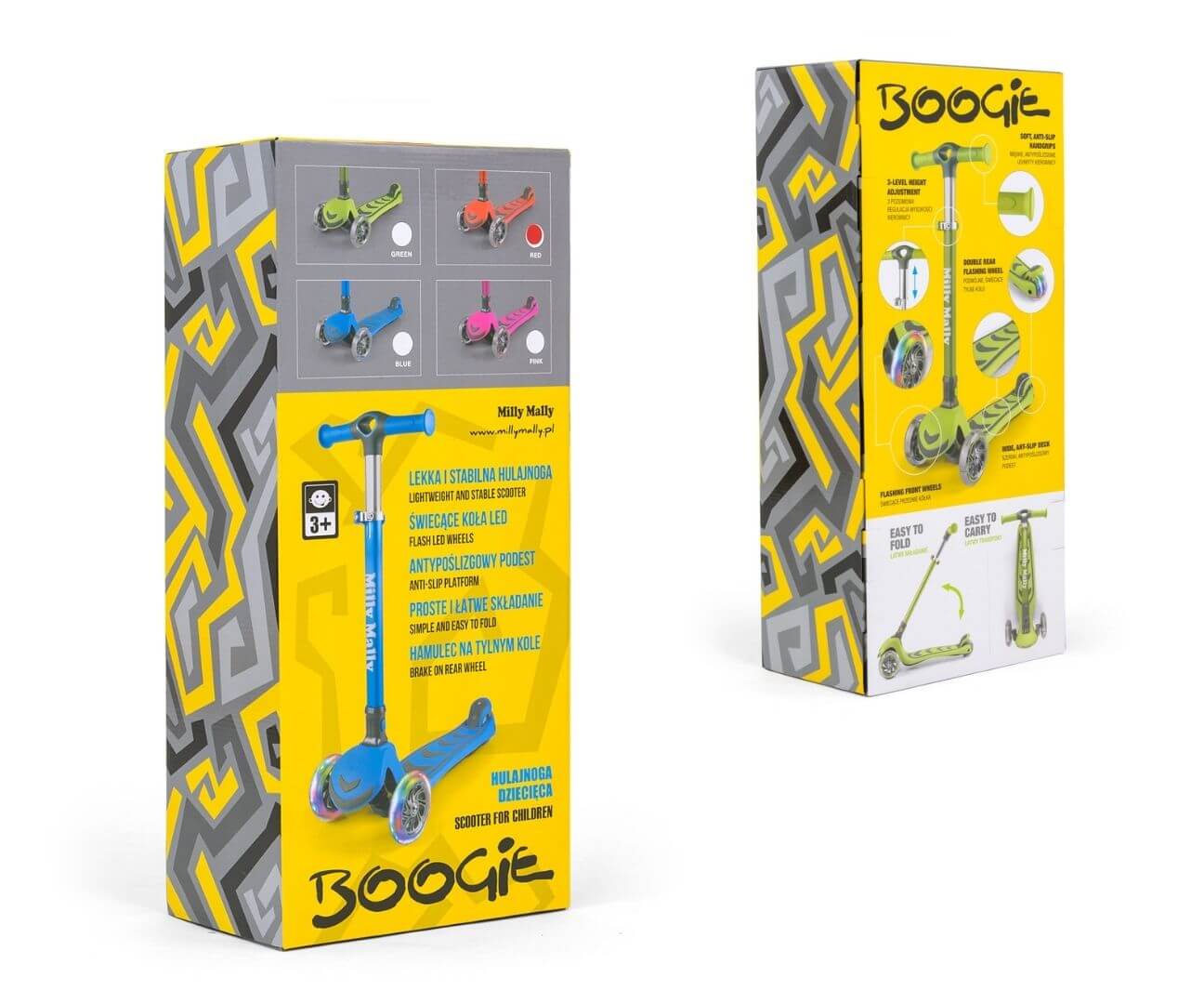 Sulankstomas Vaikiškas Triratis Paspirtukas Su LED ratais, Žalias Iki 50 Kg Paspirtukai