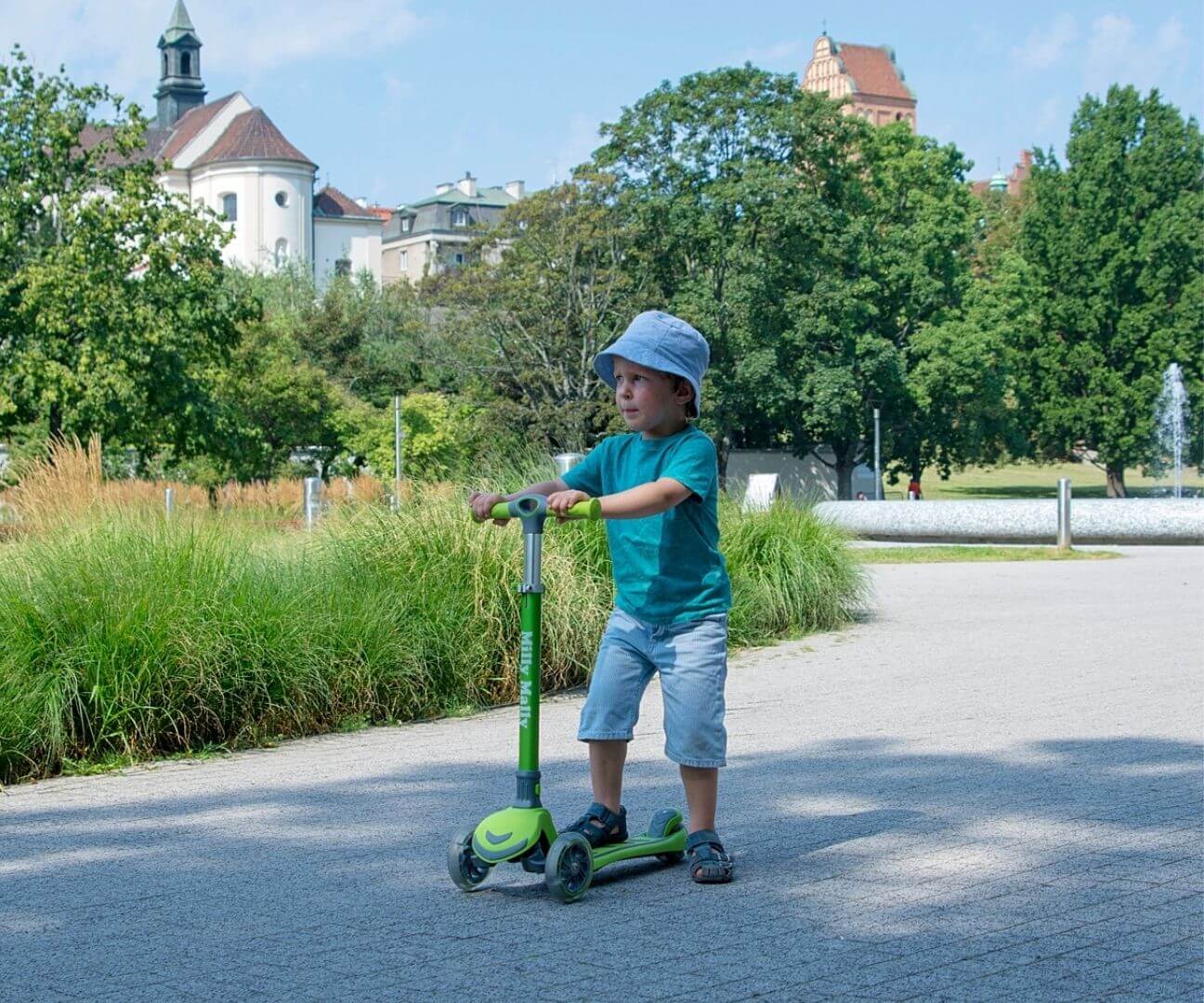 Sulankstomas Vaikiškas Triratis Paspirtukas Su LED ratais, Žalias Iki 50 Kg Paspirtukai