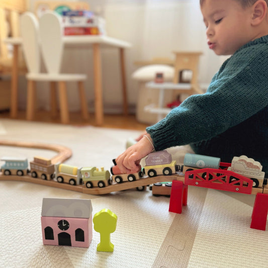 Tooky Toy Magnetiniai Mediniai Vagonėliai, 12 Dalių