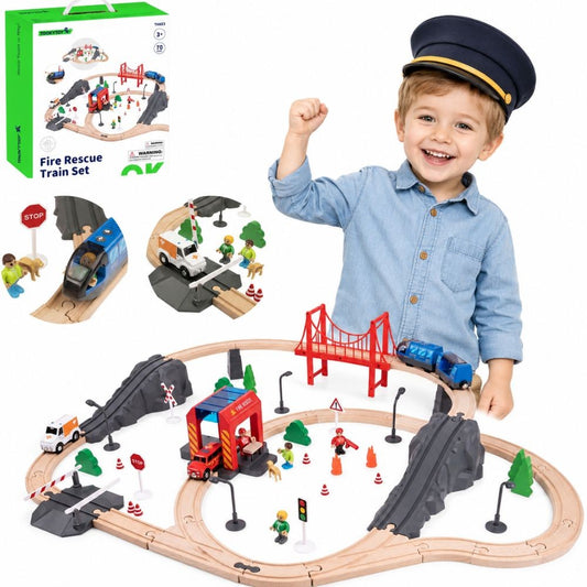 Tooky Toy Elektrinis Gaisrinės Traukinys, 70 Dalių
