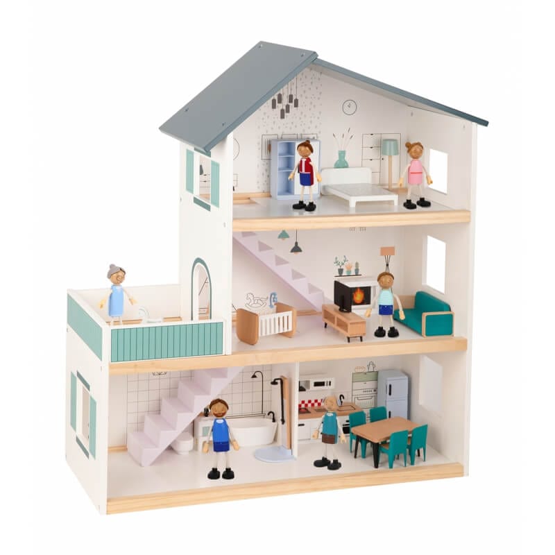 TOOKY TOY Didelis Medinis Lėlių Namelis + FSC Figūrėlės Žaislai Vaikams