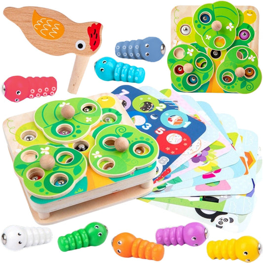 Tooky Toy medinis magnetinis žaidimas „Pagauk vikšrelį“ 2in1