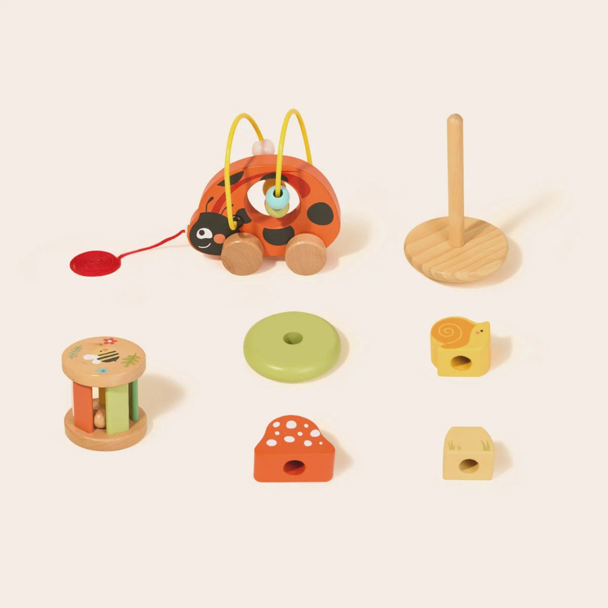Tooky Toy medinis Montessori rinkinys „Boružėlė“ 3in1