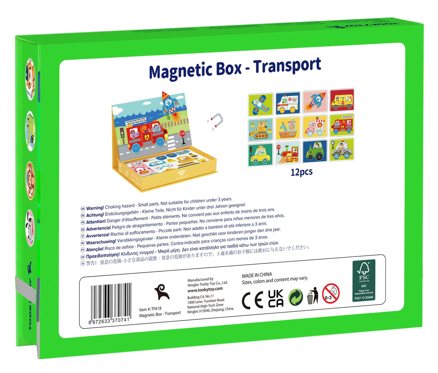 Tooky Toy Montessori Magnetinė Transporto Dėlionė – 80 Dalių Rinkinys Žaislai Dėlionės