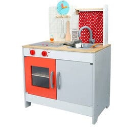 Top Bright Didelė Medinė Virtuvė + Priedai Vaikiškos Virtuvėlės
