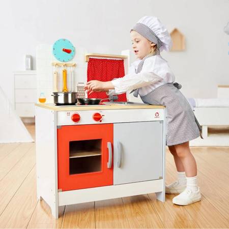 Top Bright Didelė Medinė Virtuvė + Priedai Vaikiškos Virtuvėlės