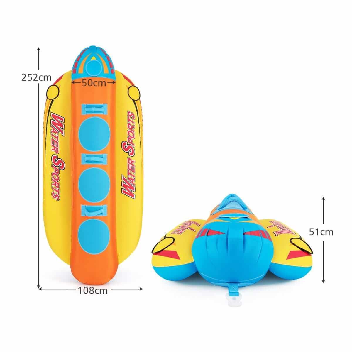 Traukiamas Pripučiamas Trivietis Plaustas, Bananas 252 × 108 × 51 cm 1412 Pripučiamos Vandens Pramogos