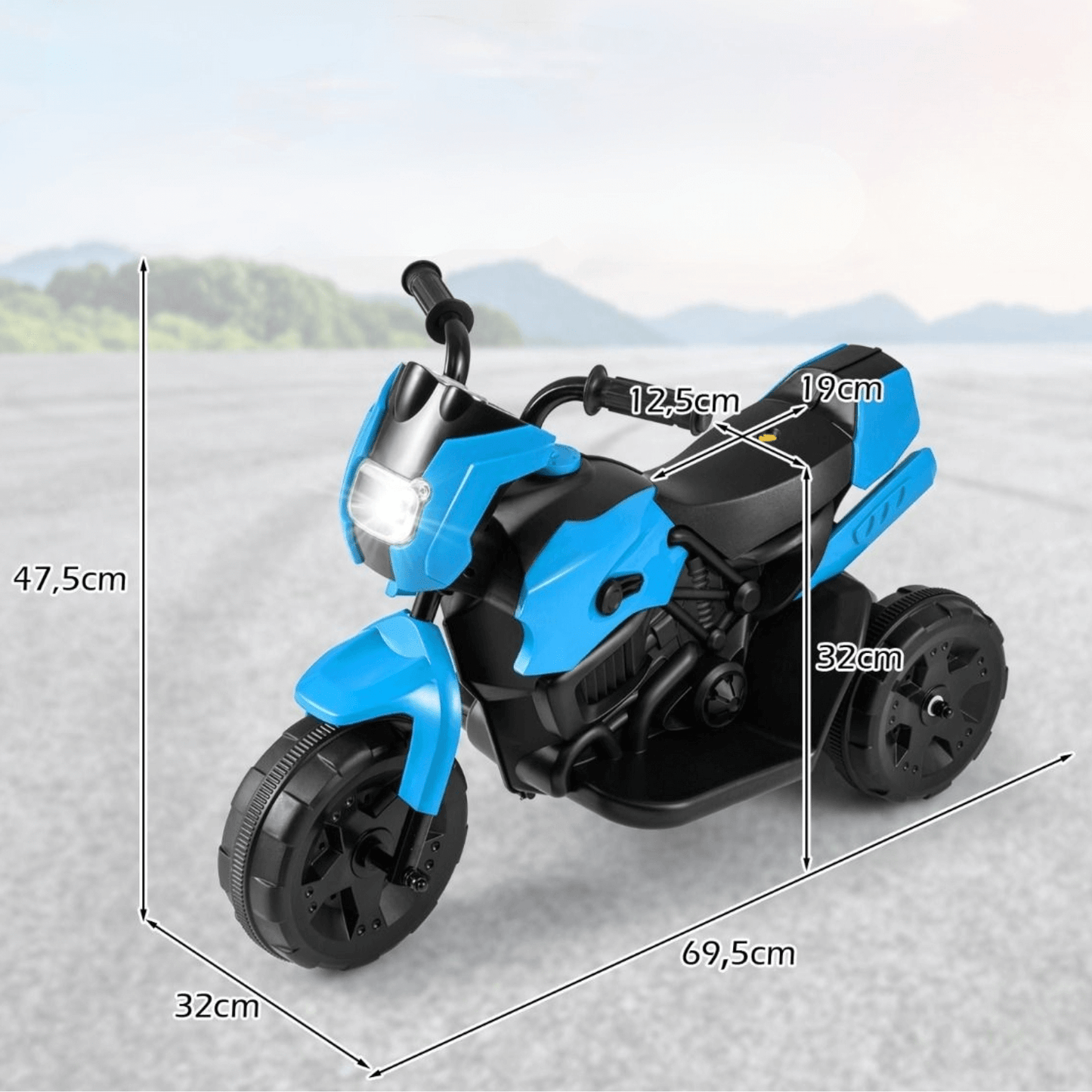 Triratis Vaikiškas Elektrinis Motociklas Su LED Žibintu 6 V, Mėlynas Elektriniai Automobiliai