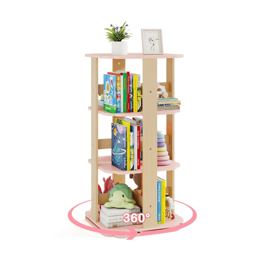 Vaikiška Besisukanti Knygų Lentyna Su 12 Skyrių – Rožinė MDF 95,5 × 48 cm Žaislų Dėžės Ir Lentynos
