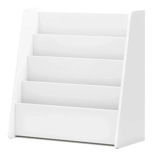 Vaikiška Knygų Lentyna Su 4 Pakopomis – Saugi Lentyna Vaikams, Balta Žaislų Dėžės Ir Lentynos