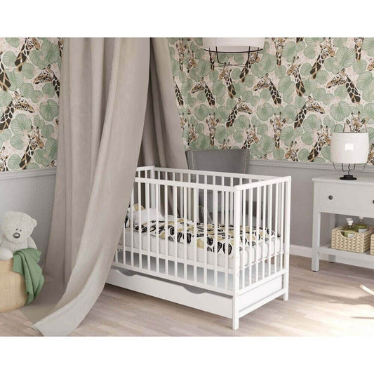 Vaikiška Kūdikio Lovytė Bobas MAGDA Su Stalčiumi Balta 120 x 60 cm Kūdikio Lovytė