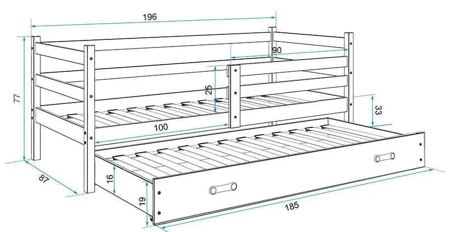 Vaikiška Lova "Erik" Be/Su Stalčiumi/Papildoma Miego Vieta 80 X 190 cm Cribs & Toddler Beds