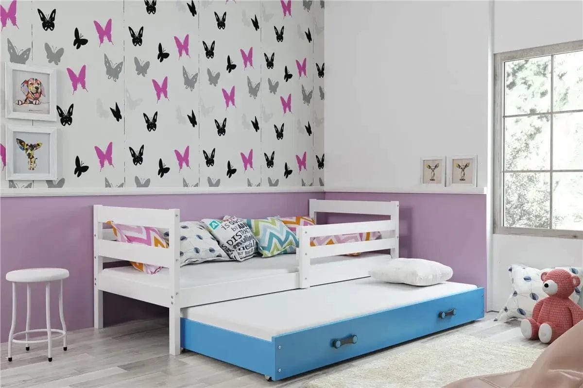 Vaikiška Lova "Erik" Be/Su Stalčiumi/Papildoma Miego Vieta 80 X 190 cm Cribs & Toddler Beds Balta / Su papildoma vieta miegui / Mėlyna
