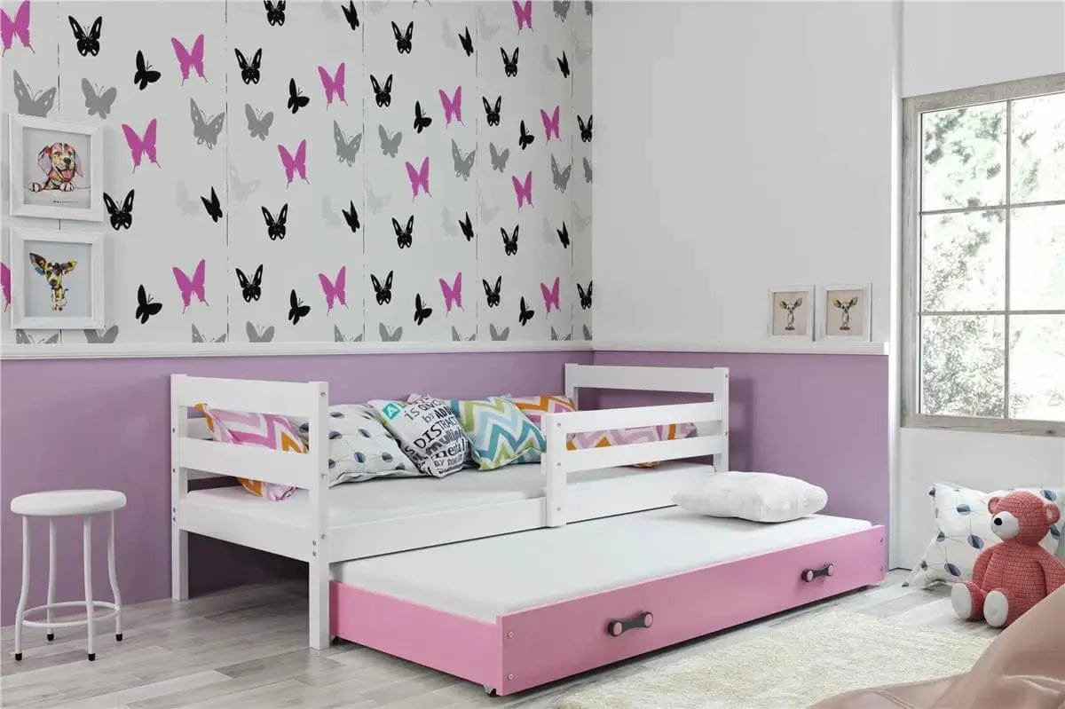 Vaikiška Lova "Erik" Be/Su Stalčiumi/Papildoma Miego Vieta 80 X 190 cm Cribs & Toddler Beds Balta / Su papildoma vieta miegui / Rožinė