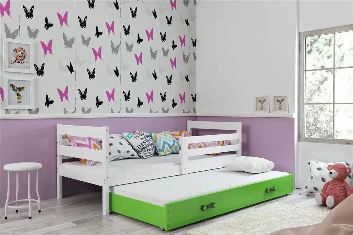 Vaikiška Lova "Erik" Be/Su Stalčiumi/Papildoma Miego Vieta 80 X 190 cm Cribs & Toddler Beds Balta / Su papildoma vieta miegui / Žalia
