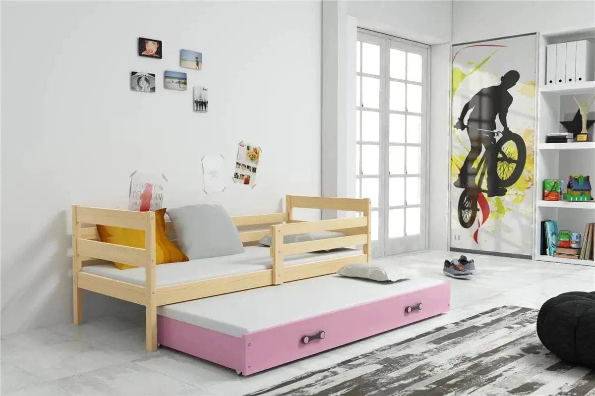 Vaikiška Lova "Erik" Be/Su Stalčiumi/Papildoma Miego Vieta 80 X 190 cm Cribs & Toddler Beds Medžio / Su papildoma vieta miegui / Rožinė