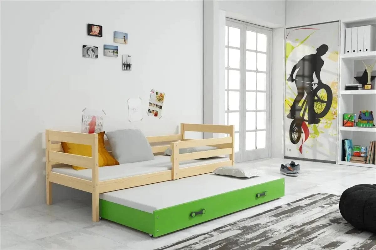 Vaikiška Lova "Erik" Be/Su Stalčiumi/Papildoma Miego Vieta 80 X 190 cm Cribs & Toddler Beds Medžio / Su papildoma vieta miegui / Žalia