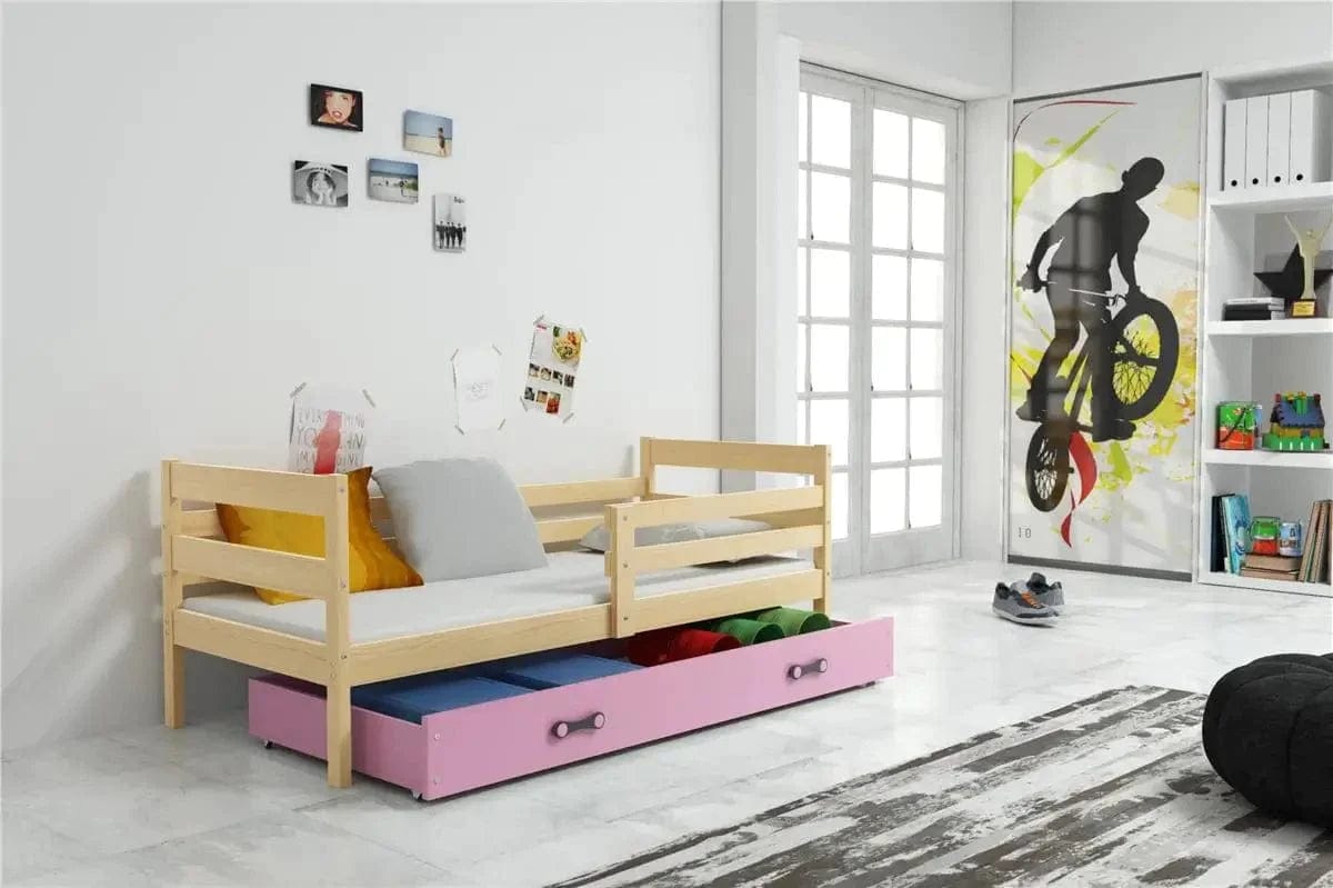 Vaikiška Lova "Erik" Be/Su Stalčiumi/Papildoma Miego Vieta 80 X 190 cm Cribs & Toddler Beds Medžio / Su Stalčiumi / Rožinė