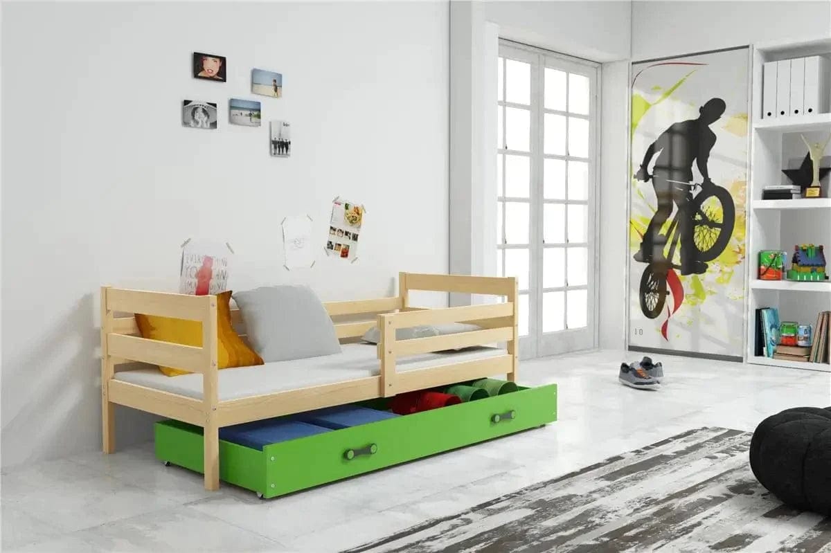 Vaikiška Lova "Erik" Be/Su Stalčiumi/Papildoma Miego Vieta 80 X 190 cm Cribs & Toddler Beds Medžio / Su Stalčiumi / Žalia