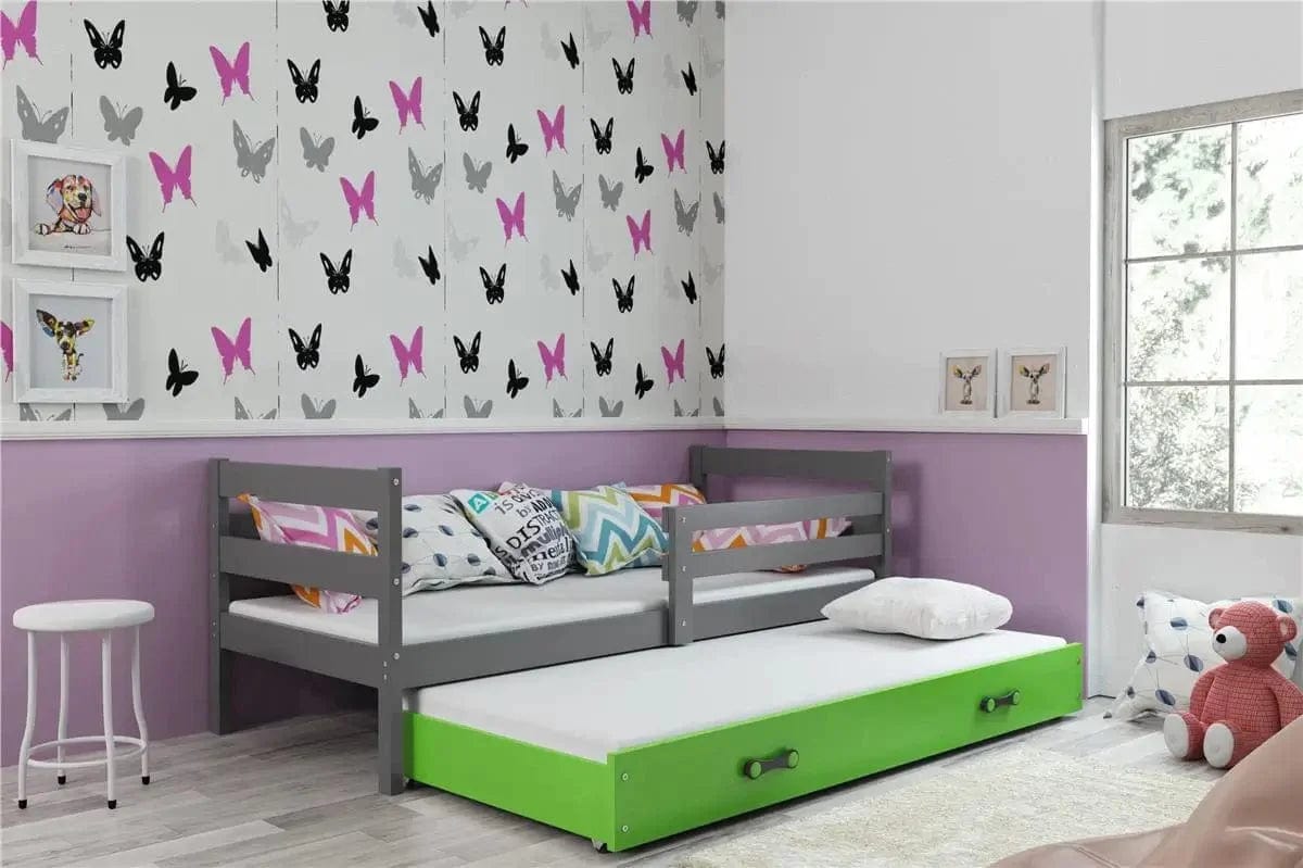 Vaikiška Lova "Erik" Be/Su Stalčiumi/Papildoma Miego Vieta 80 X 190 cm Cribs & Toddler Beds Pilka / Su papildoma vieta miegui / Žalia