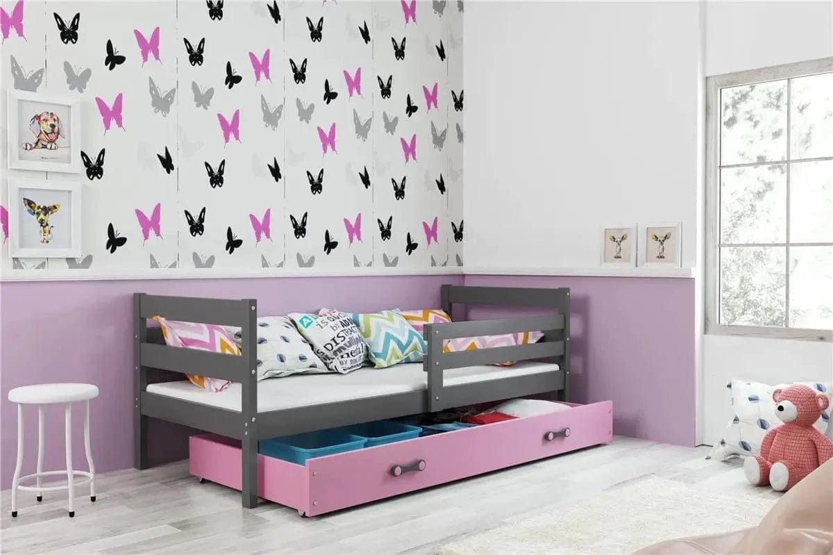 Vaikiška Lova "Erik" Be/Su Stalčiumi/Papildoma Miego Vieta 80 X 190 cm Cribs & Toddler Beds Pilka / Su Stalčiumi / Rožinė
