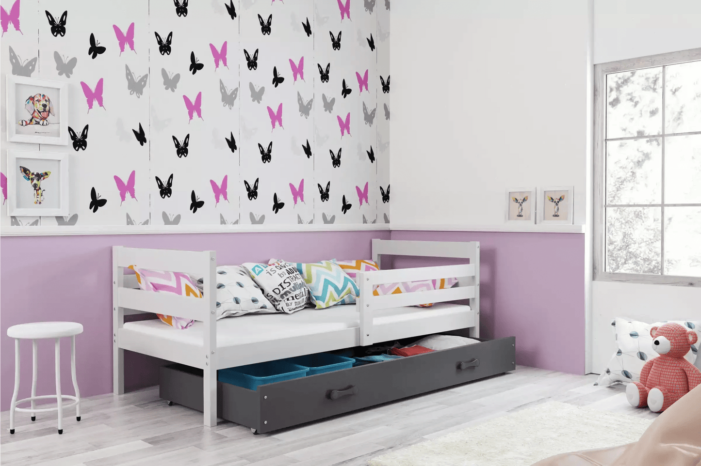Vaikiška Lova "Erik" Be/Su Stalčiumi/Papildoma Miego Vieta 90 X 200 cm Cribs & Toddler Beds