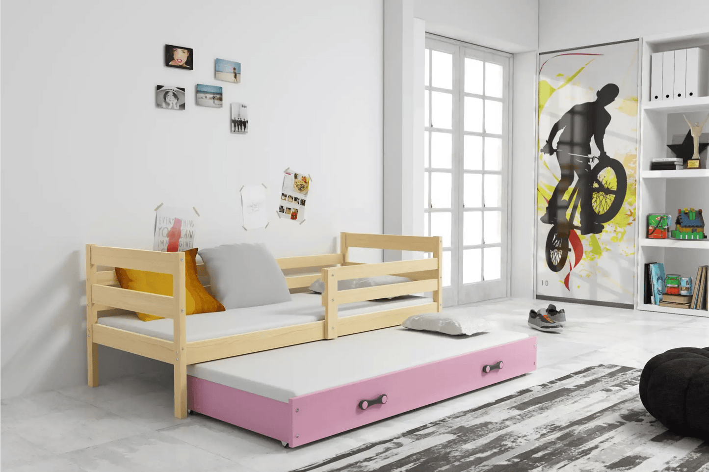 Vaikiška Lova "Erik" Be/Su Stalčiumi/Papildoma Miego Vieta 90 X 200 cm Cribs & Toddler Beds