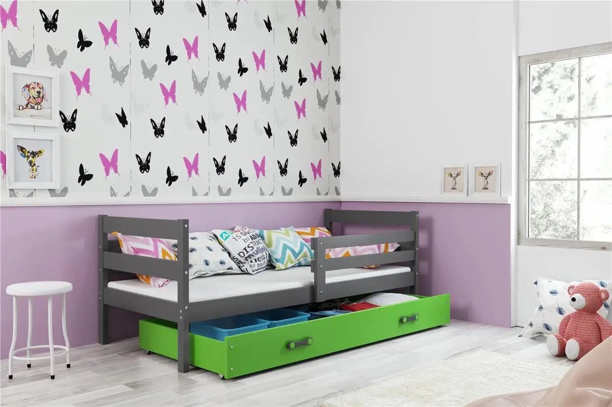 Vaikiška Lova "Erik" Be/Su Stalčiumi/Papildoma Miego Vieta 90 X 200 cm Cribs & Toddler Beds Pilka / Su Stalčiumi / Žalia