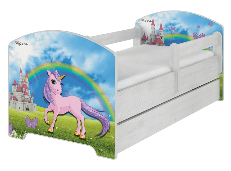 Vaikiška Lova "fėjų žemė" OSKAR 140×70 Su Čiužiniu ir Stalčiumi Cribs & Toddler Beds