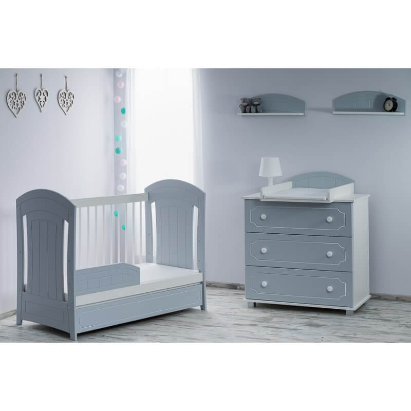 Vaikiška Lovytė "Gucio" Su Stalčiumi Pilka Cribs & Toddler Beds