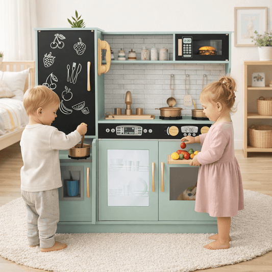 Vaikiška Medinė Virtuvėlė Su Telefonu, Indaplove Ir kitomis tikroviškomis Funkcijomis Vaikiškos Virtuvėlės