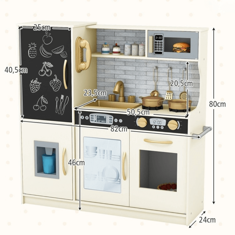Vaikiška Medinė Virtuvėlė Su Telefonu, Indaplove Ir kitomis tikroviškomis Funkcijomis, Smėlio Vaikiškos Virtuvėlės