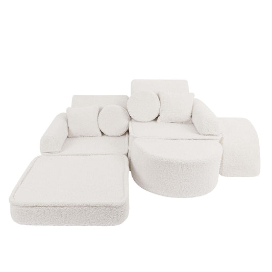 Vaikiška Minkšta Modulinė Sofa-Lova Teddy Bear Pocket, Kreminė – 3 Dydžiai Modulinės sofos