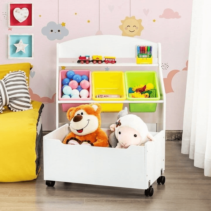 Vaikiška Žaislų Dėžė Lentyna Su Stalčiumi Ir Dėžėmis Žaislų Dėžės Ir Lentynos