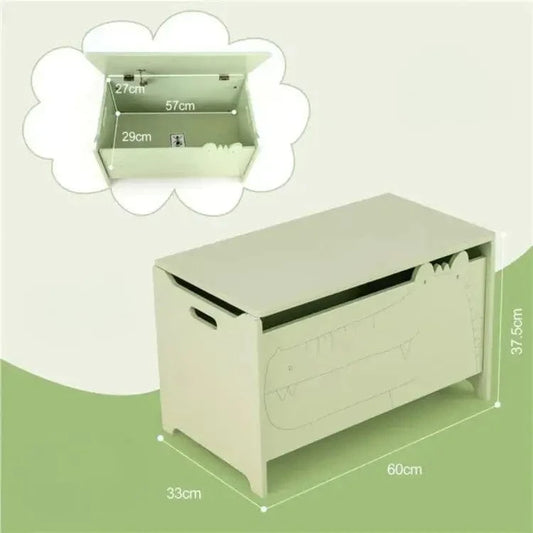 Vaikiška Žaislų Dėžė Su Krokodilo Motyvu Ir Apsauginiu Dangčiu Žaislų Dėžės Ir Lentynos