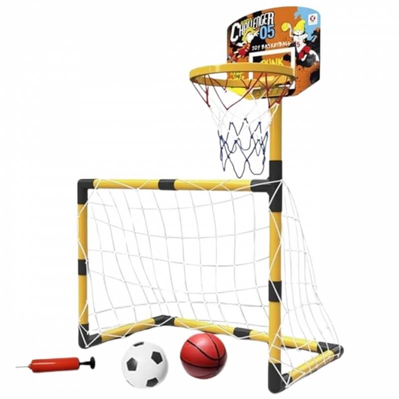 Vaikiškas 2in1 Krepšinio Ir Futbolo Rinkinys Su Vartais Ir Kamuoliu Sporto Žaislai