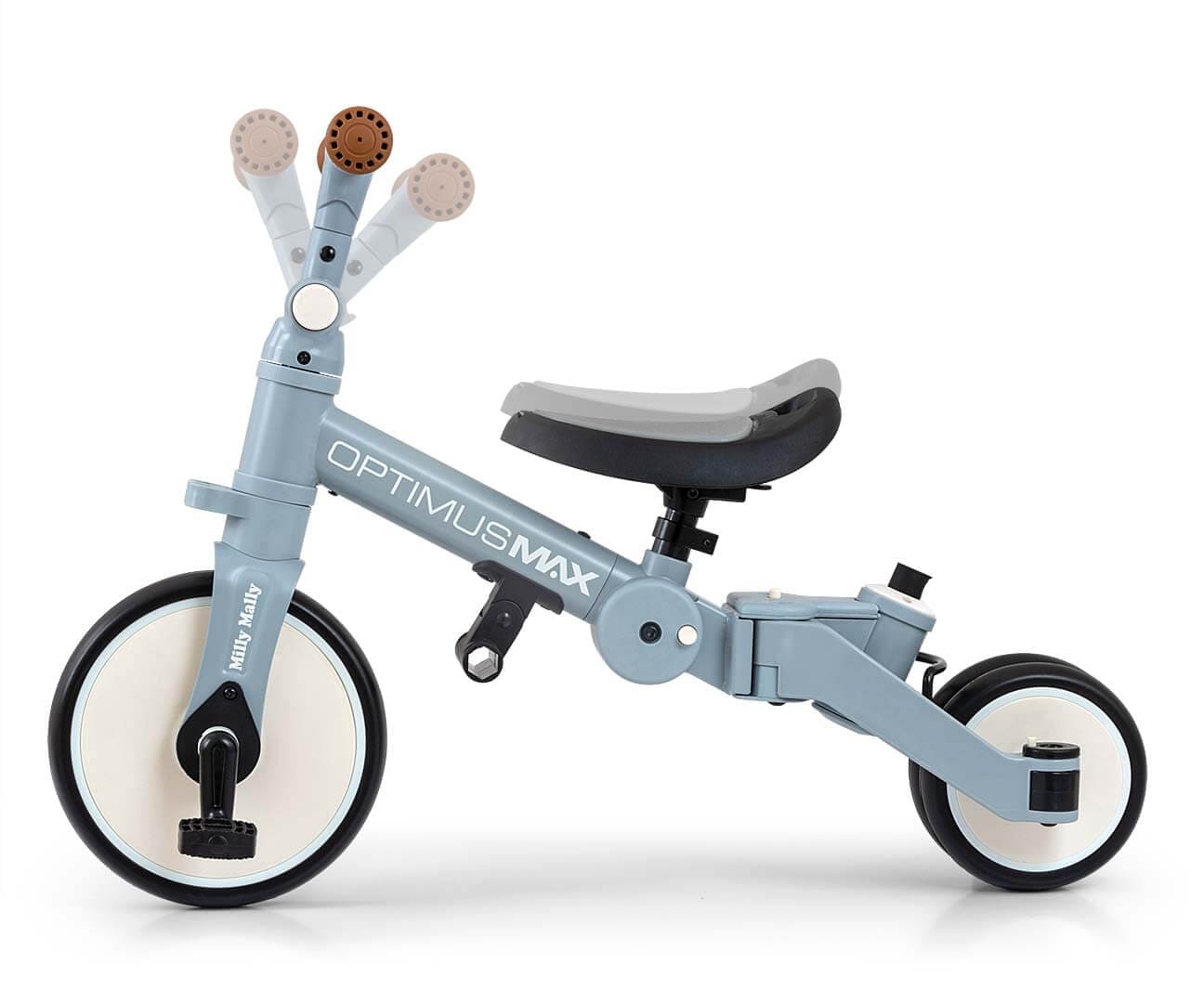 Vaikiškas 5 in 1 Triratis Dviratis Milly Mally Optimus Max Su Pedalais Ir Rankena, 4 Spalvos Triratukai