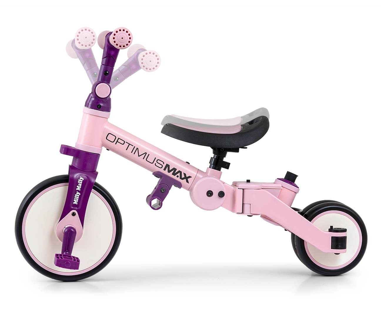 Vaikiškas 5 in 1 Triratis Dviratis Milly Mally Optimus Max Su Pedalais Ir Rankena, 4 Spalvos Triratukai