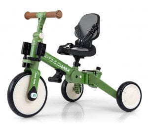 Vaikiškas 5 in 1 Triratis Dviratis Milly Mally Optimus Max Su Pedalais Ir Rankena, 4 Spalvos Triratukai