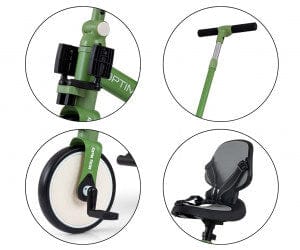 Vaikiškas 5 in 1 Triratis Dviratis Milly Mally Optimus Max Su Pedalais Ir Rankena, 4 Spalvos Triratukai