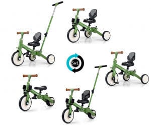 Vaikiškas 5 in 1 Triratis Dviratis Milly Mally Optimus Max Su Pedalais Ir Rankena, 4 Spalvos Triratukai