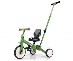 Vaikiškas 5 in 1 Triratis Dviratis Milly Mally Optimus Max Su Pedalais Ir Rankena, 4 Spalvos Triratukai Žalia