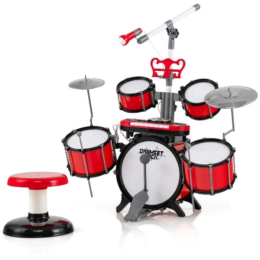 Vaikiškas Būgnų Rinkinys Su Mikrofonu Ir 8 Klavišų Pianinu Nuo 3 Metų Muzikos Instrumentai