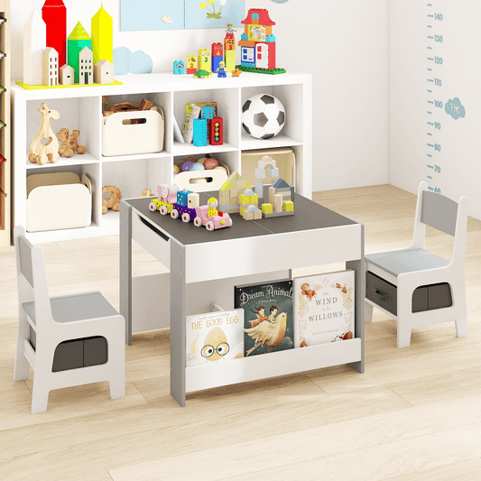 Vaikiškas Dvipusis Stalas Su Kreidos Ir Žymeklių Lenta Ir 2 Kėdėmis Staliukai Kėdutės