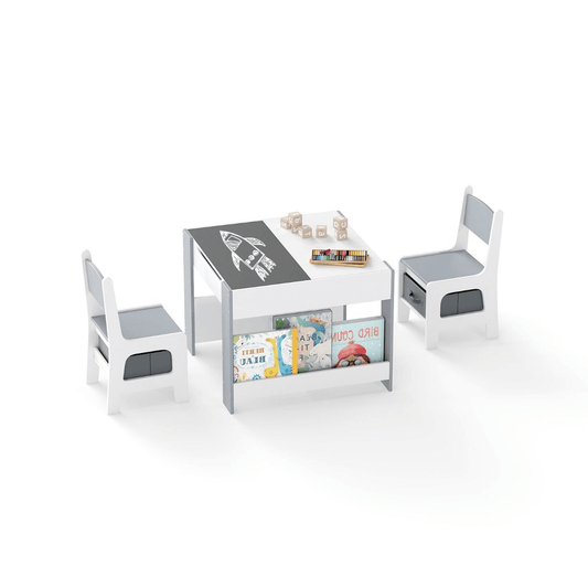 Vaikiškas Dvipusis Stalas Su Kreidos Ir Žymeklių Lenta Ir 2 Kėdėmis Staliukai Kėdutės