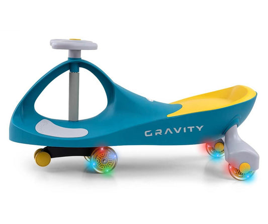 Vaikiškas Dviratis Svingis Milly Mally Gravity Ride-on, LED Ratai, Geltonas Svingiai