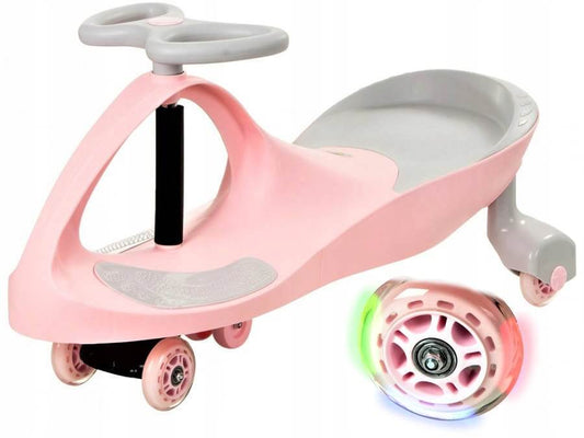 Vaikiškas dviratis "Twistcar" Svingis Rožinis Guminiai LED Ratai Svingiai
