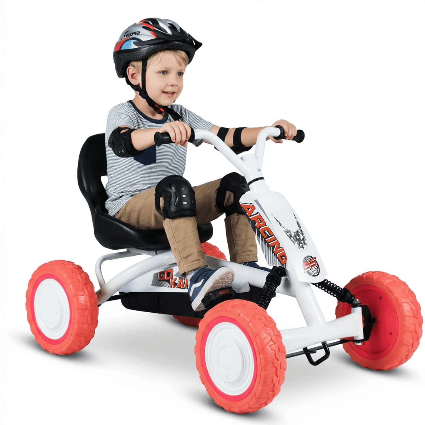 Vaikiškas Pedalinis Kartingas su Reguliuojama Sėdyne 3–8 m 84×57×55 cm Minami Kartingai Balta
