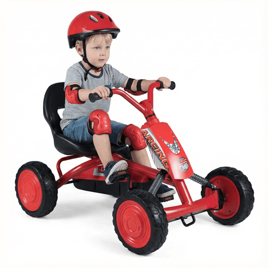 Vaikiškas Pedalinis Kartingas su Reguliuojama Sėdyne 3–8 m 84×57×55 cm Minami Kartingai Raudona